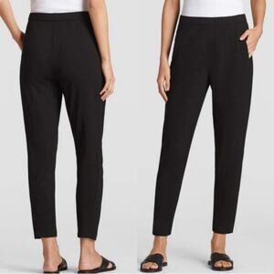 Eileen Fisher Viscose Jersey Black Pull On Lycra Pocket Pants M